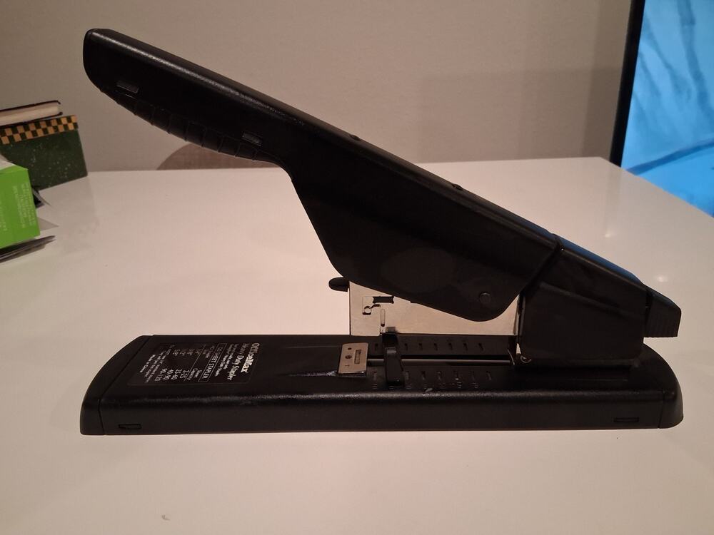 OfficeMax Heavy Duty Stapler 120 Sheet Capacity Black Metal Desk Manual Binder